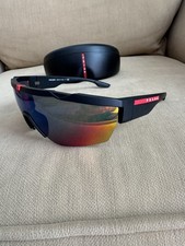 PRADA PS03XS LINEA ROSSA ACTIVE 03X Black Blue Red Mirror Stripe Sport Sunglass