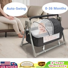 Portable Electric Baby Swing Cradle Bassinet Rocking Crib Infant W/ Bluetooth