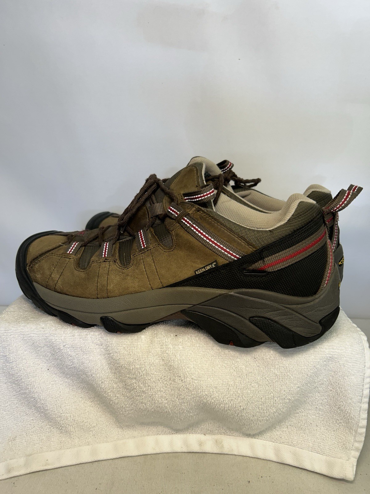 Scarpa da trekking Keen Bojr 1216 Keen Dry uomo TAGLIA 13 pelle marrone accenti rossi