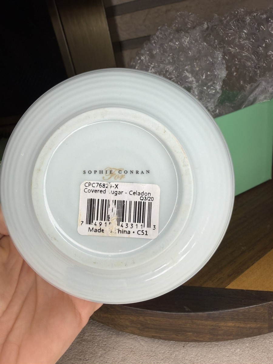New in Box Portmeirion Sophie Conran Celadon Covered Sugar Bowl