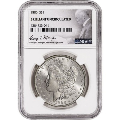 1886 US Morgan Silver Dollar $1 - NGC Brilliant Uncirculated