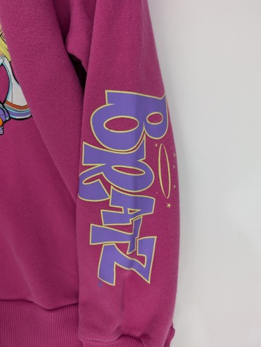 Bratz rosa Sweatshirt Spellout Y2K Grafikdruck Pullover Größe SMALL - Bild 4 von 6