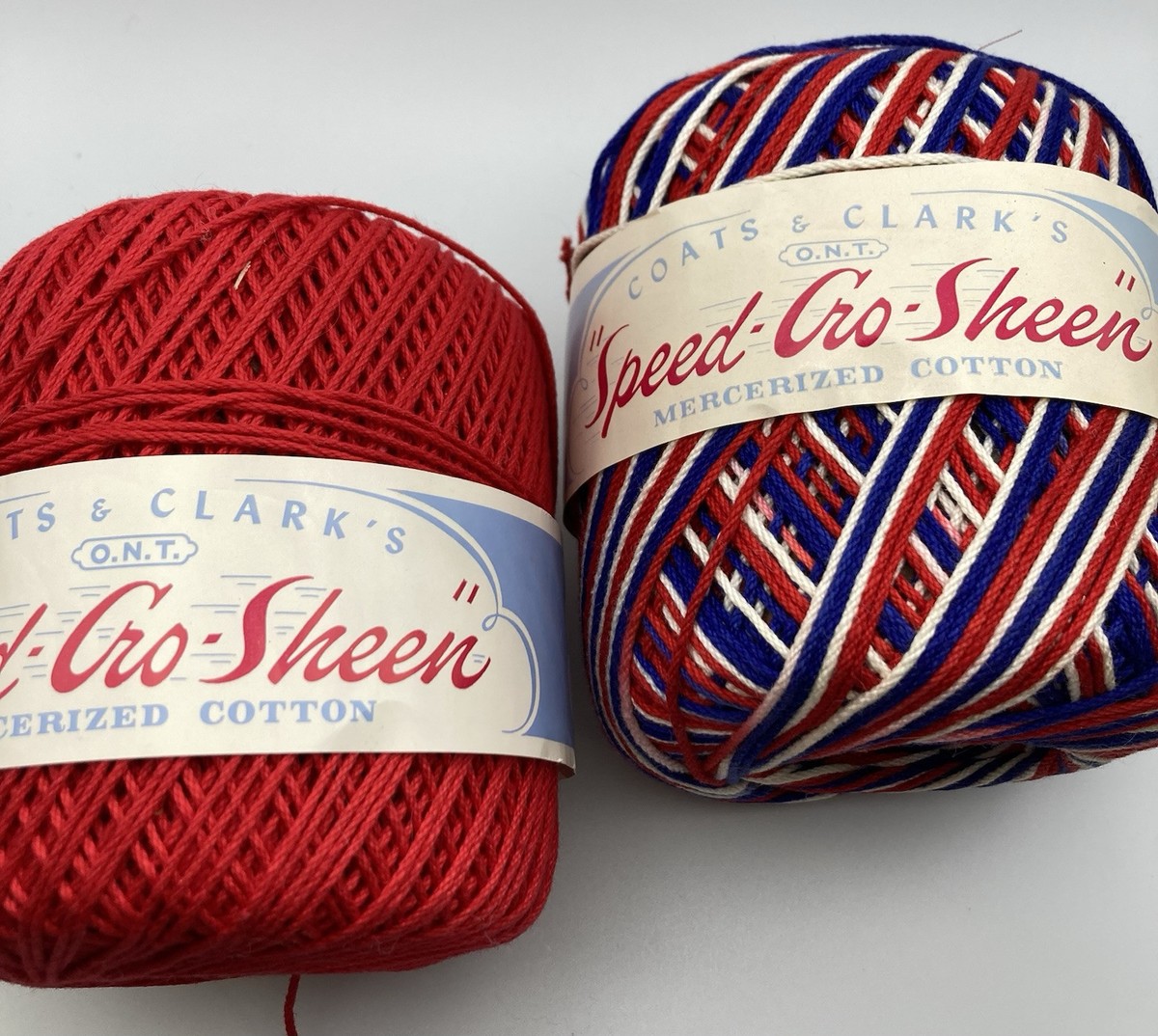 MC Peaches-Commin Straight Rollin Hard ② 4 Ball Lot Speed Cro-Sheen Crochet Cotton Reds (2) & White