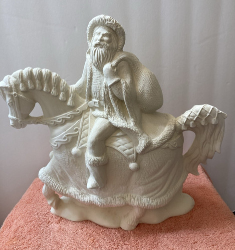 Santa on Horseback 10" Ceramic Bisque Beautiful Detail Ready To Paint