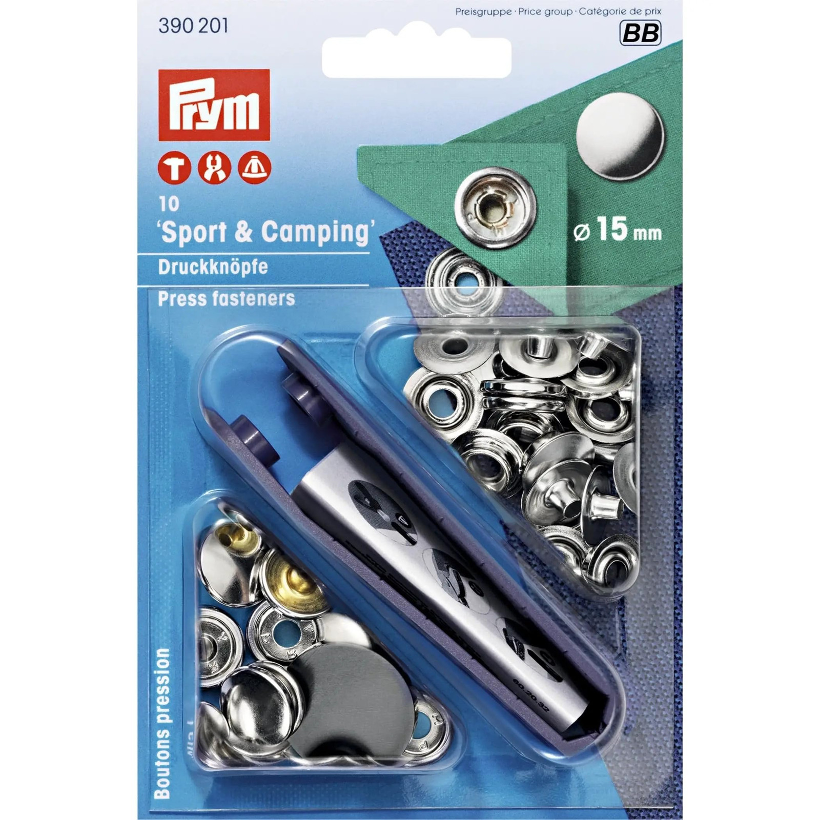 15mm Sport Camping Snaps No-Sew Fastener Kit 10 Sets