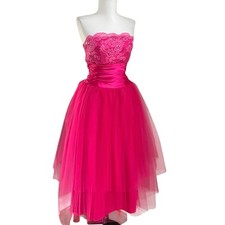 Vtg Jessica McClintock Gunne Sax Strapless Tulle Dress 80s Fairy Grunge Prom