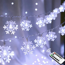 Christmas Snowflake String Lights, 20 Ft 40 LED Battery Operated