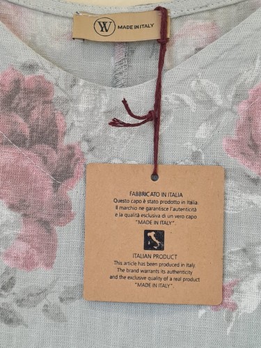Italian Lagenlook Floral Dress Linen oversized Hi Low Design One Size Plus 18-26 - Picture 9 of 12