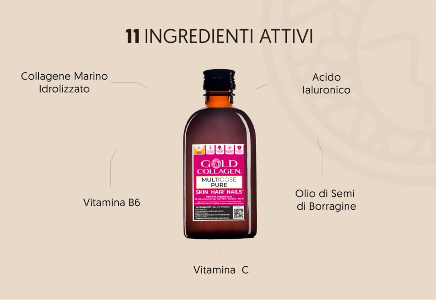 Multidose Pure - Collagene Integratore Con Biotina Crescita Capelli Pelle Unghie - 2