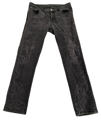 Versace Collection Slim Jeans Mens 36 Actual 33x28 Faded Blk Embossed Denim Rare