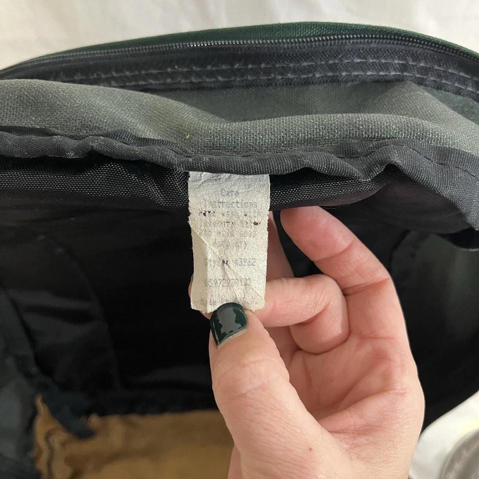 复古 JanSport 麂皮绒底部背包绿色帆布皮革底部美国制造 — 第 4/4 张图片