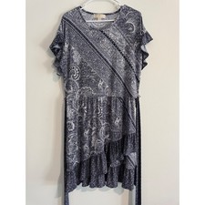 Vacation summer dress Michael Michael Kors Paisley Ruffle Womens Large Navy