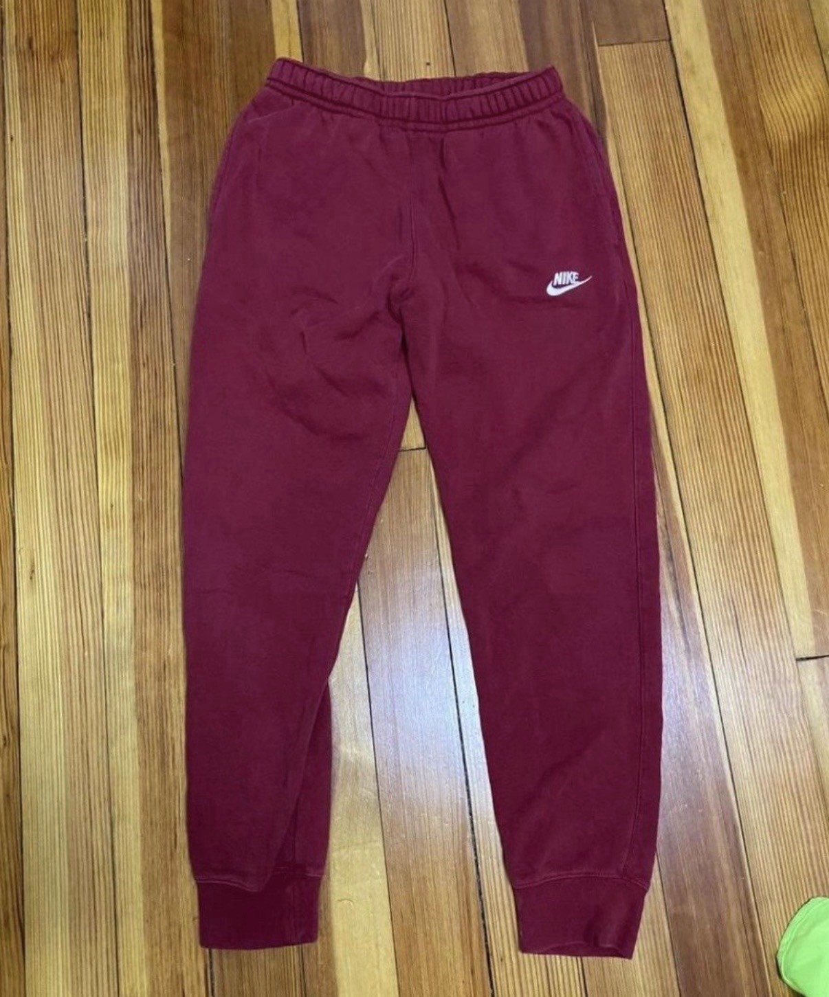 Nike Men's Burgundy Fleece Jogger Pants M 27in Drawstring Elastic Waist Logo