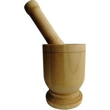Bene Casa BC-65236 5.2'' Wooden Mortar and Pestle