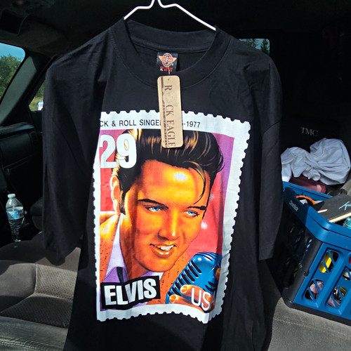 VTG 90s Elvis Presley Rock Eagle Stamp Shirt XL Deadstock NWT Single Stitch RARE