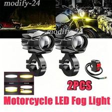2x Led Spot Light Auxiliary Motorcycle Headlight Driving Fog Lamp Yellowwhite