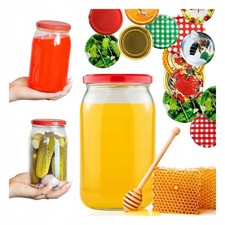 8x Gl&auml;ser &agrave; 900 ml f&uuml;r Honigmarmelade/Konfit&uuml;re, Glas 0,9 l, Schraubverschluss &Oslash;