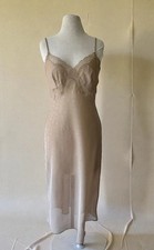 Vtg 90s Vanity Fair Champagne Floral Slip Dress Lace Nightgown Fairy Size 34