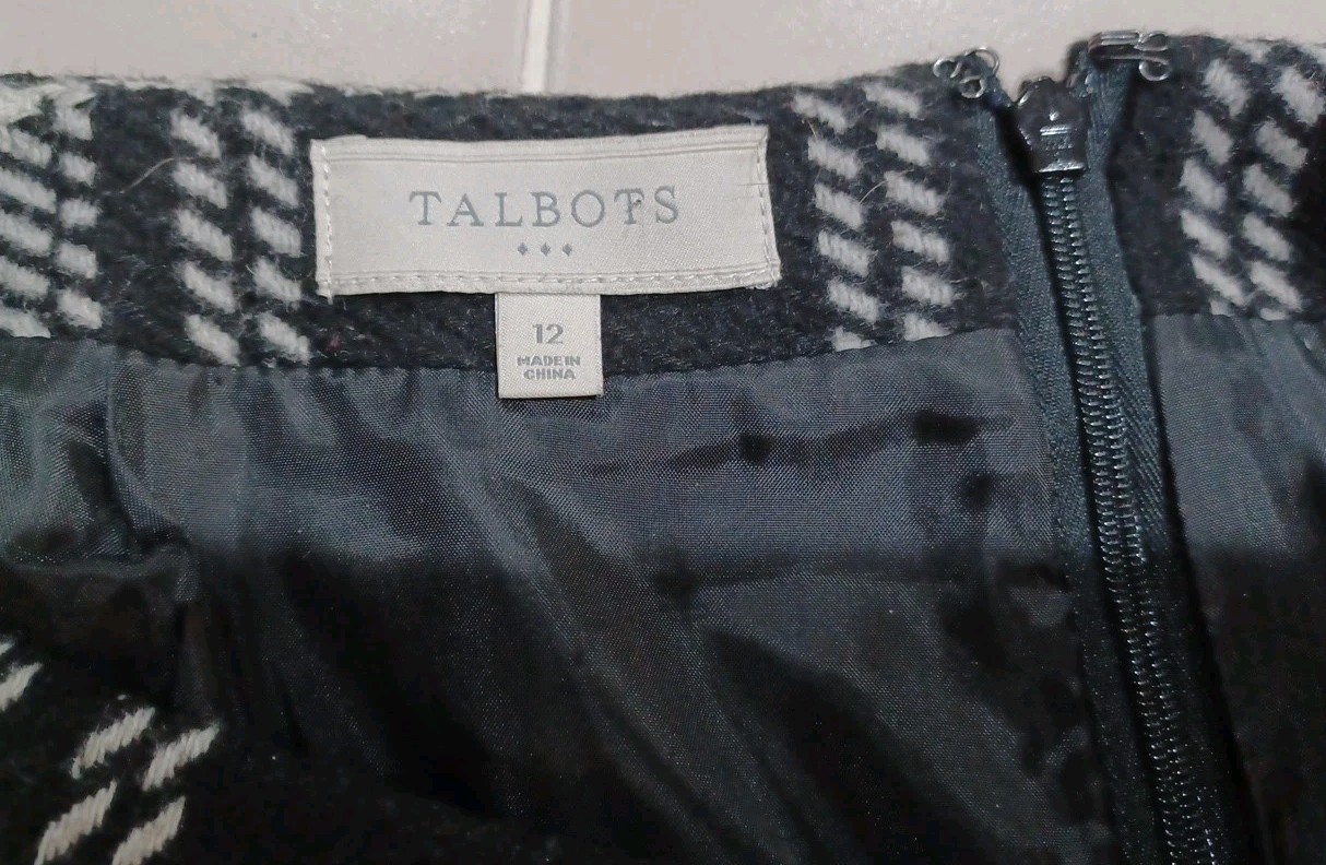 TALBOTS Wool Polyester Blend Knee Length Black An… - image 8