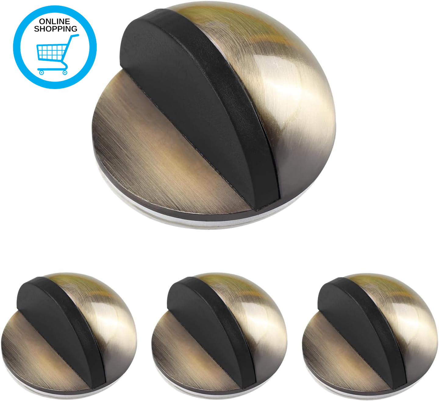 4Pcs Self Adhesive Door Stoppers,Mounted Half Moon Door Stop,Polished Oval Door