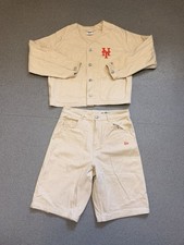 New Era MLB Subway Series Beige Jacket Top & Shorts Set Size M