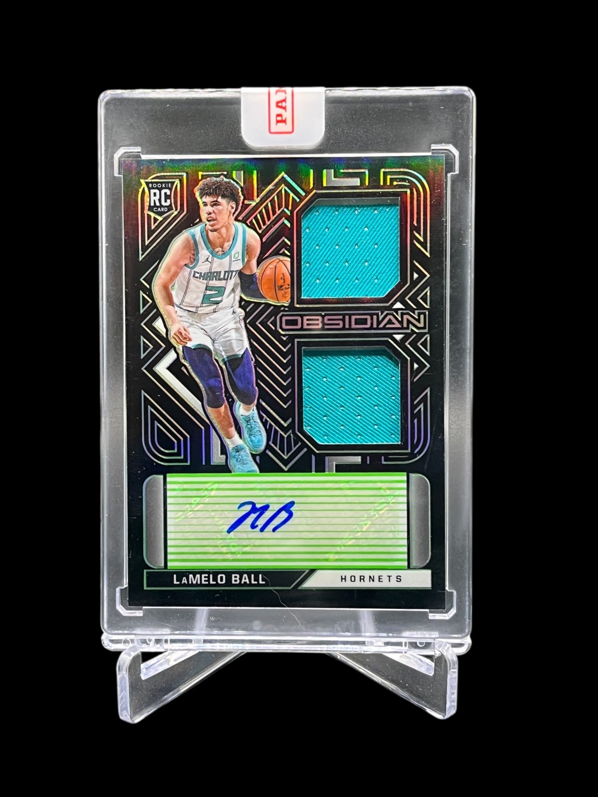 2020-21 Panini Obsidian LaMelo Ball Rookie Jersey Ink Electric Etch Green /15