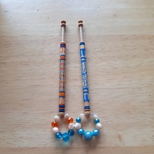 2 Wood Lace Bobbins. By Sarah Jones. Egyptian Series. Spangled.    1