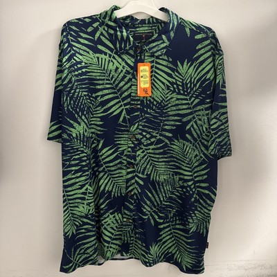 Margaritaville Mens Shirt Pattern UPF +50 Button Down - Insignia Blue - Size XXL