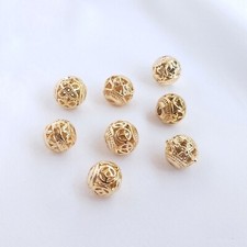 10pcs Round Ball Spacer Bead,14K Gold Plated Brass Loose Bead,Beads for Jewelry