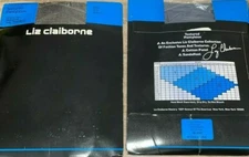 Womens Liz Claiborne Texture Pantyhose Sz 3 Blk Control Top Meshworks Sandalfoot