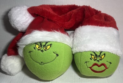 Grinch Mr & Mrs Christmas Plush 6  Ball Embroidered Faces With Hats