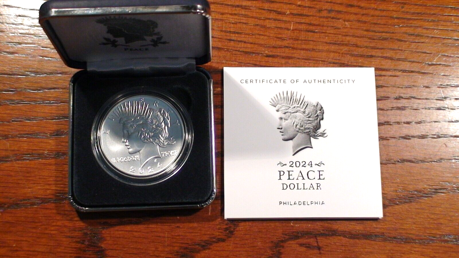 2024 P PEACE SILVER DOLLAR WITH COA IN ORIGINAL GOVERNMENT PACKAGING $1 COIN!