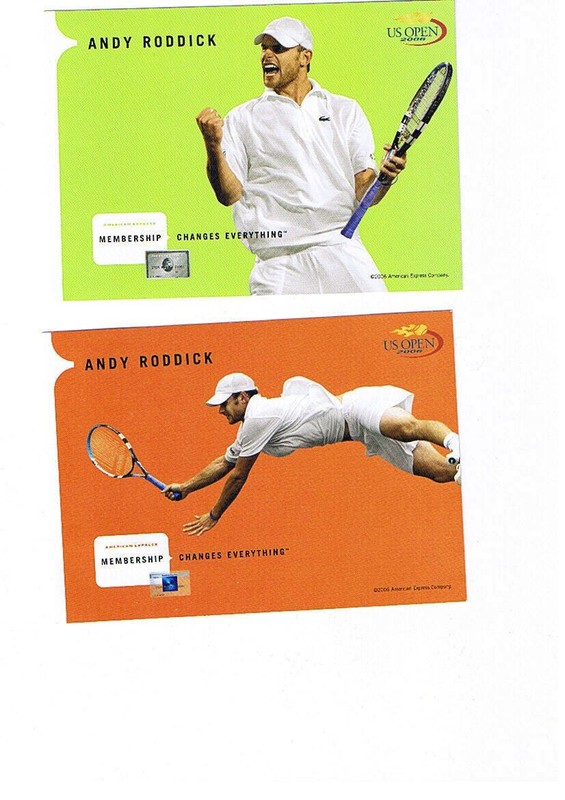 ANDY RODDICK 2006 US OPEN 2 COLLECTOR'S POSTCARDS