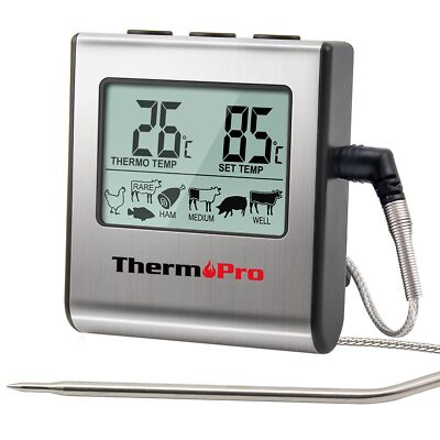 ThermoPro TP16 Digitales Küchen-Fleischthermometer mit Edelstahl Langkost