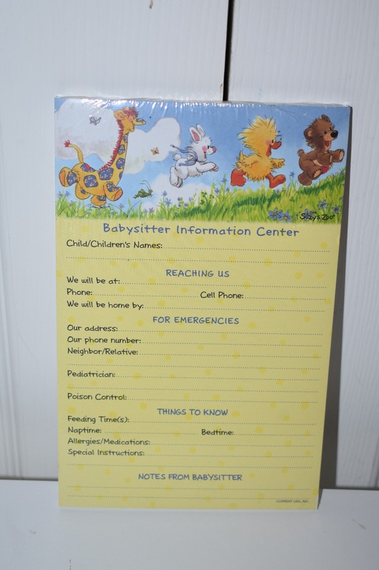 Suzy Zoo babysitter information notepad - NEW in sealed package