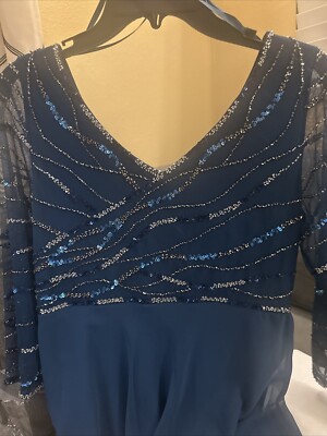 J Kara Womens 3/4 Sleeve Beaded Bodice Gown Dress Sz 8 Petite Teal Multi 8P  | eBay