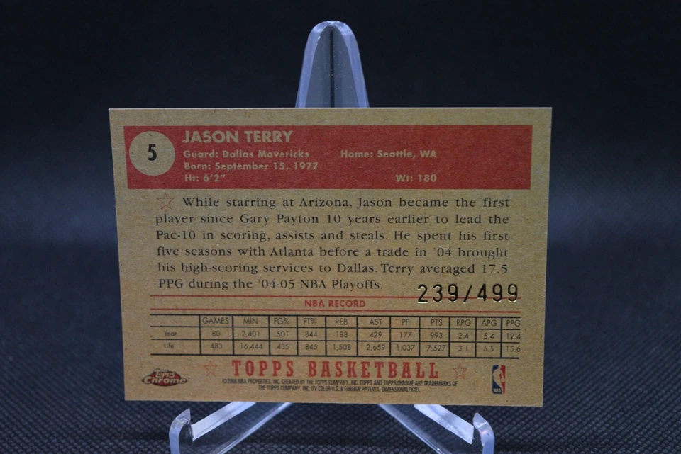 Jason Terry #5 - 2005-06 Topps Chrome 1952 Style - Mavericks - 239/499 - Image 2 of 2