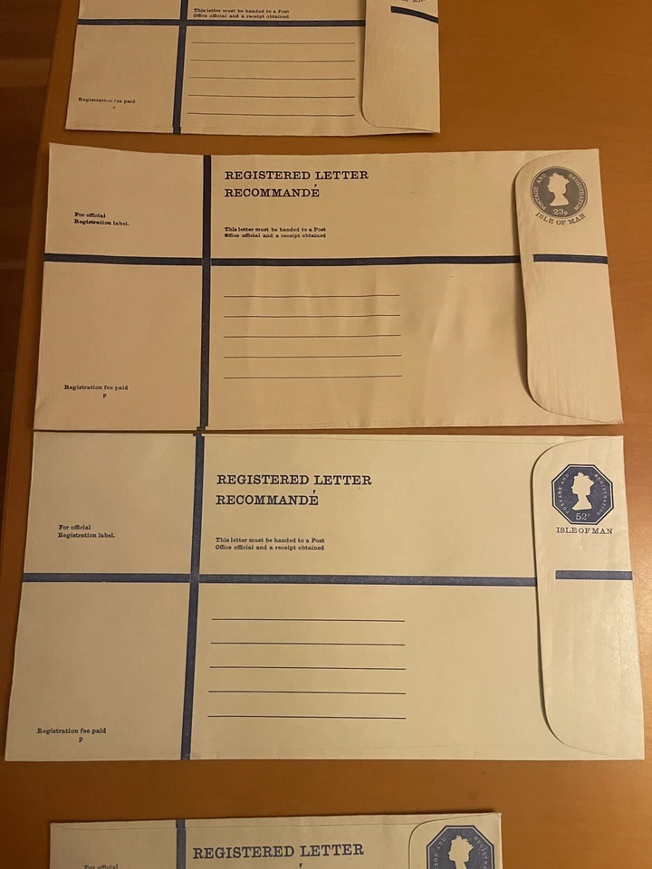 GB Isle of Man 1970s Registered  5 Letters, 23p And 52p, Difference Sizes, VF/XF - Image 3 of 4