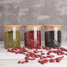  Set of 2 Glass Jars Bamboo Lid 450ML - Modern Design, Food Storage, Containers