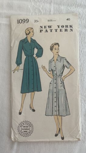 1950’s New York Gold Seal Pattern 1099 Ladies 1-Pc  Dress Size 40 FF - Zdjęcie 1 z 3