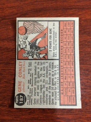 1962 Topps #187 Gene Conley EX(oc) | eBay