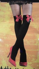 Thigh Highs With Bows Womens Black Red One Size Solid