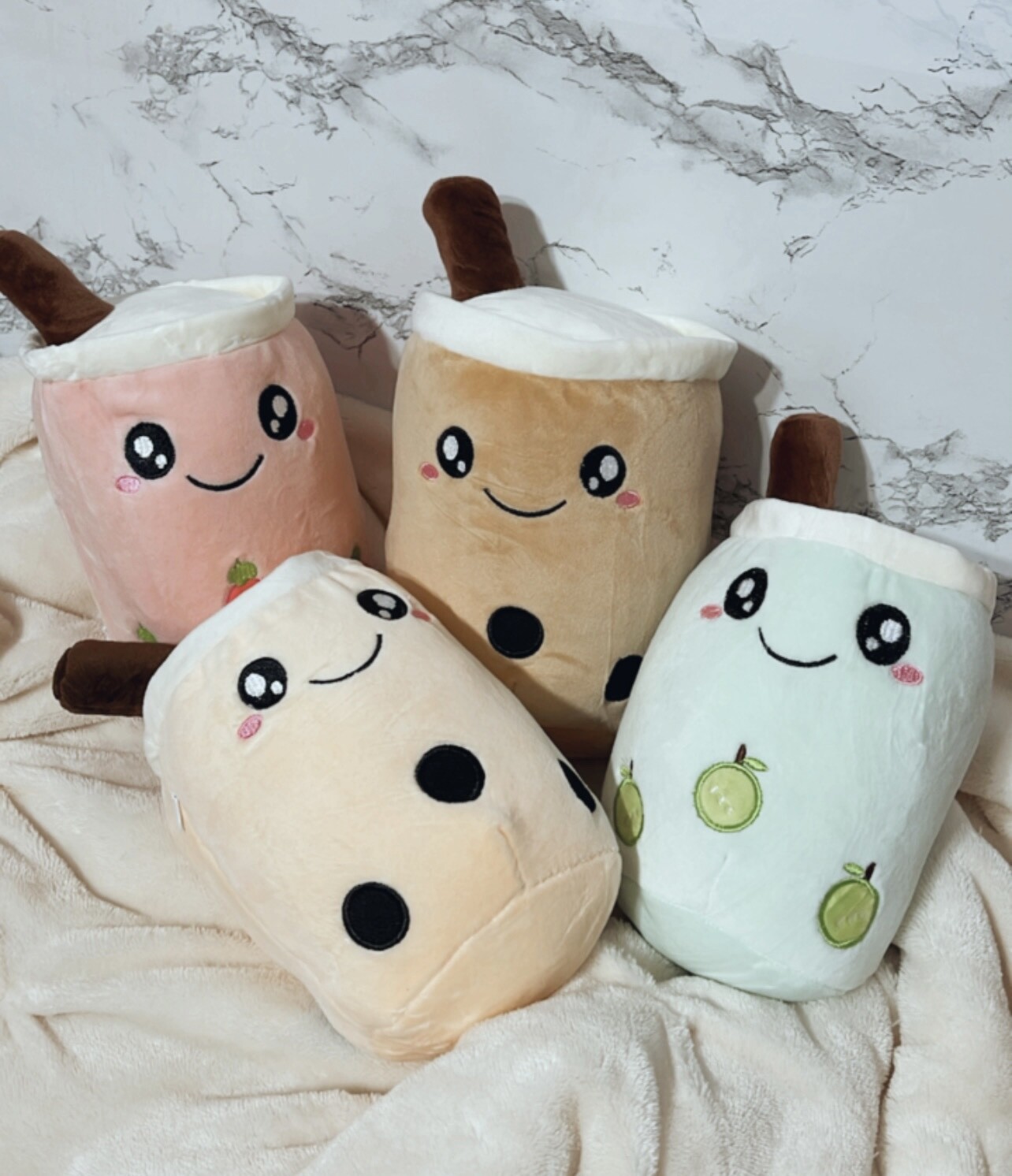Boba Bubble Pearl Milk Tea Plushie, Cute, Small, and Soft For All Ages (Green)