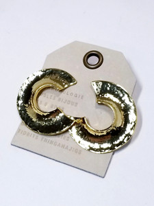 Authentic Anthropologie 14k Gold Plated Hammered Metal Earrings
