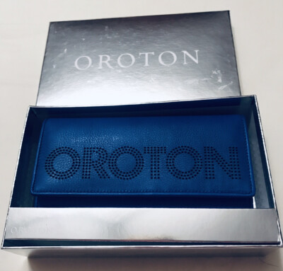 OROTON $275 Rare SLIM CLUTCH LEATHER WALLET INDIGO BLUE New