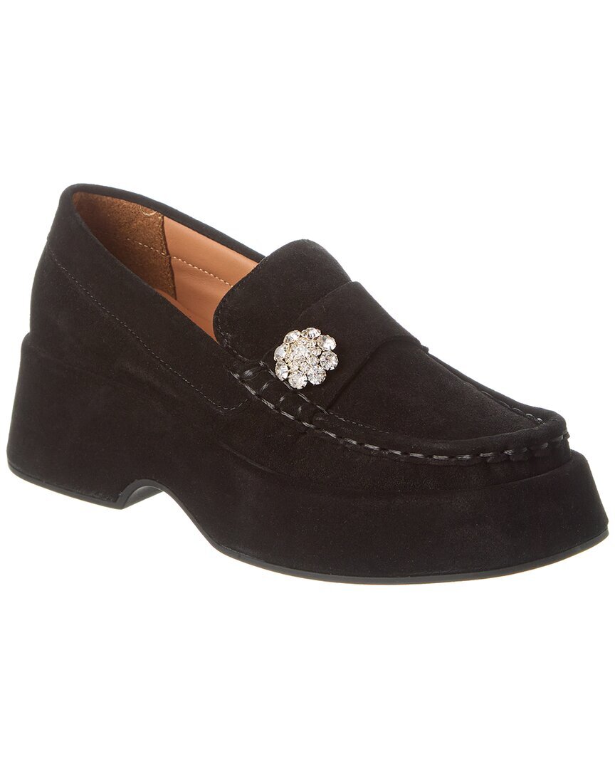 Женские мокасины на плоской подошве из замши Ganni Retro Jewel Suede