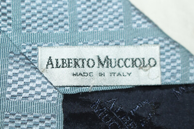 Cravate En Soie Alberto Mucciolo Bleue à Rayures - Fabriquée En Italie, état Parfait, Occasion