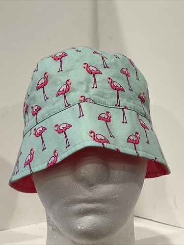 Pink Flamingo Light Blue Bucket Hat Cap 
