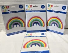 36" RAINBOW Foil Balloon- LOT of 4-  w/ 5 ft. of Twine -Air or Helium fill- NEW