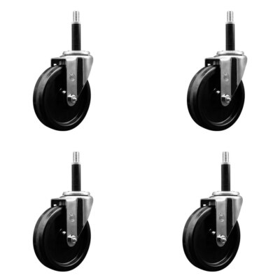 5 Inch Phenolic Wheel Swivel 3/4 Inch Expanding Stem Caster Set SCC